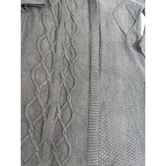 Cashmere Womens Long Black Cardigan Sweater Hoodie W/Cable Knit Pattern Soft - Picture 9 of 16